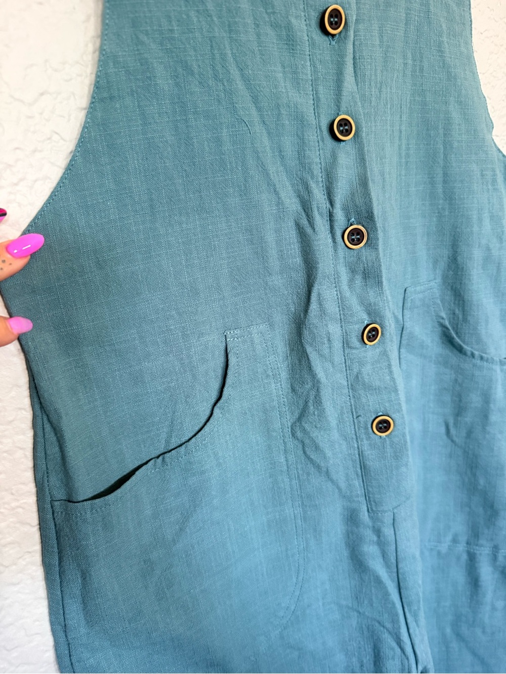 NWT LAKE BLUE LINEN COTTON OVERALLS, XSMALL - Picture 9 of 16